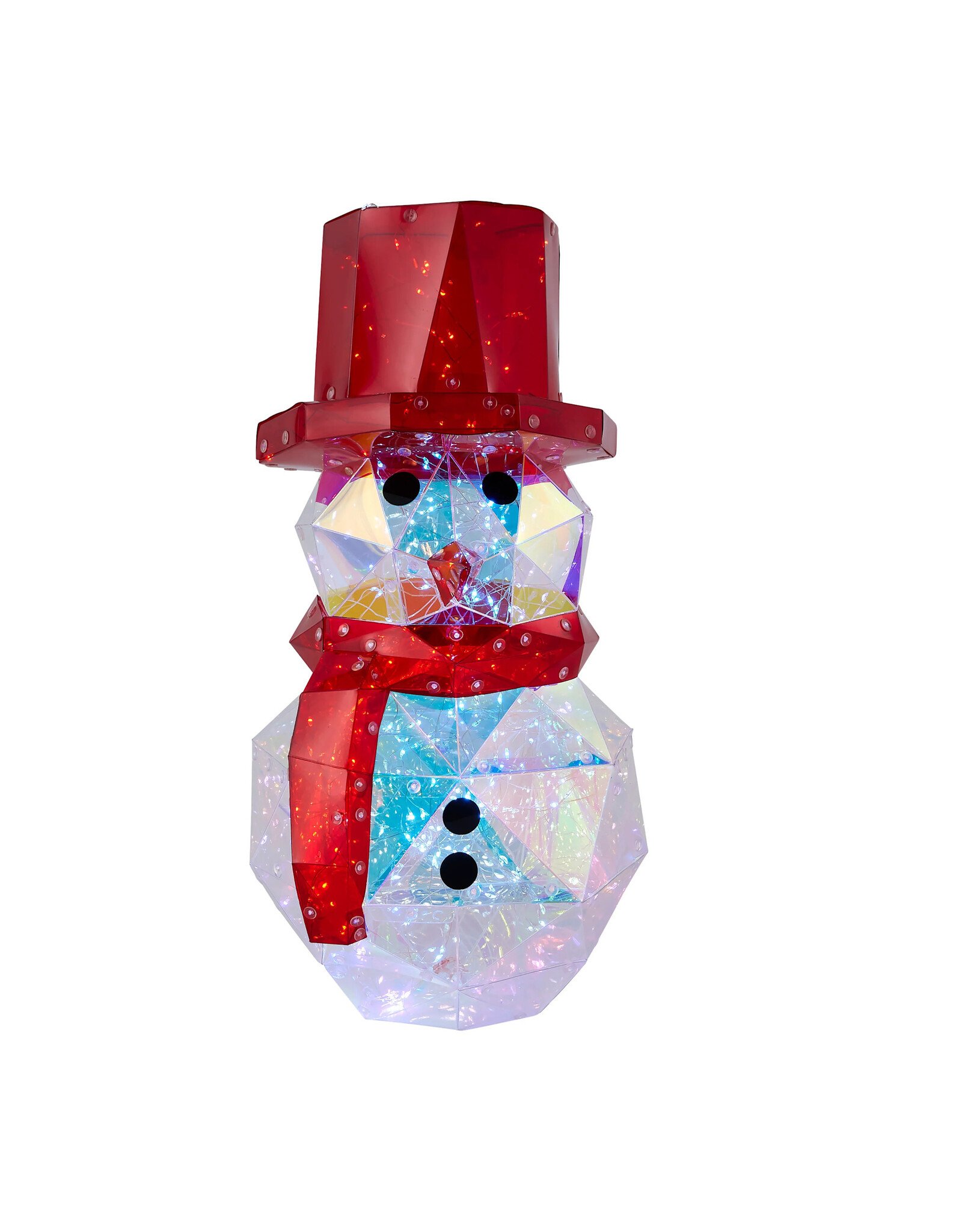 Seasonal Prismatic Iridescent LED Snowman Decor 16 Inch