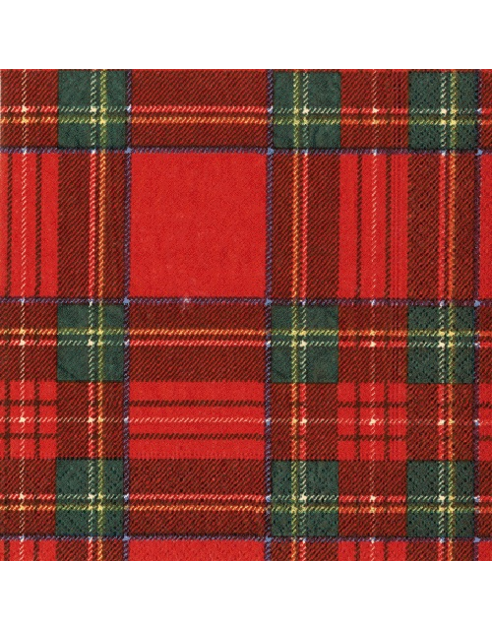 Caspari Christmas Paper Cocktail Napkins 20pk Royal Plaid