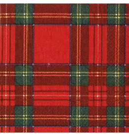 Caspari Christmas Paper Cocktail Napkins 20pk Royal Plaid