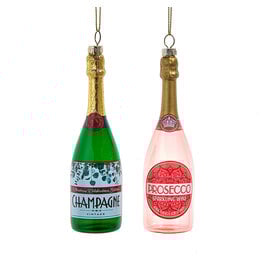 Kurt Adler Glass Champagne And Prosecco Bottle Ornaments 2 Assorted