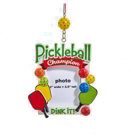 Kurt Adler Photo Picture Frame Ornament Pickleball Champion
