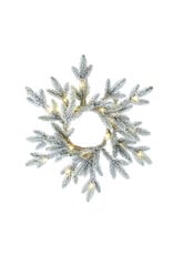 Kurt Adler Wreath Pre-Lit Battery-Operated WW LED Flocked Pine Wreath