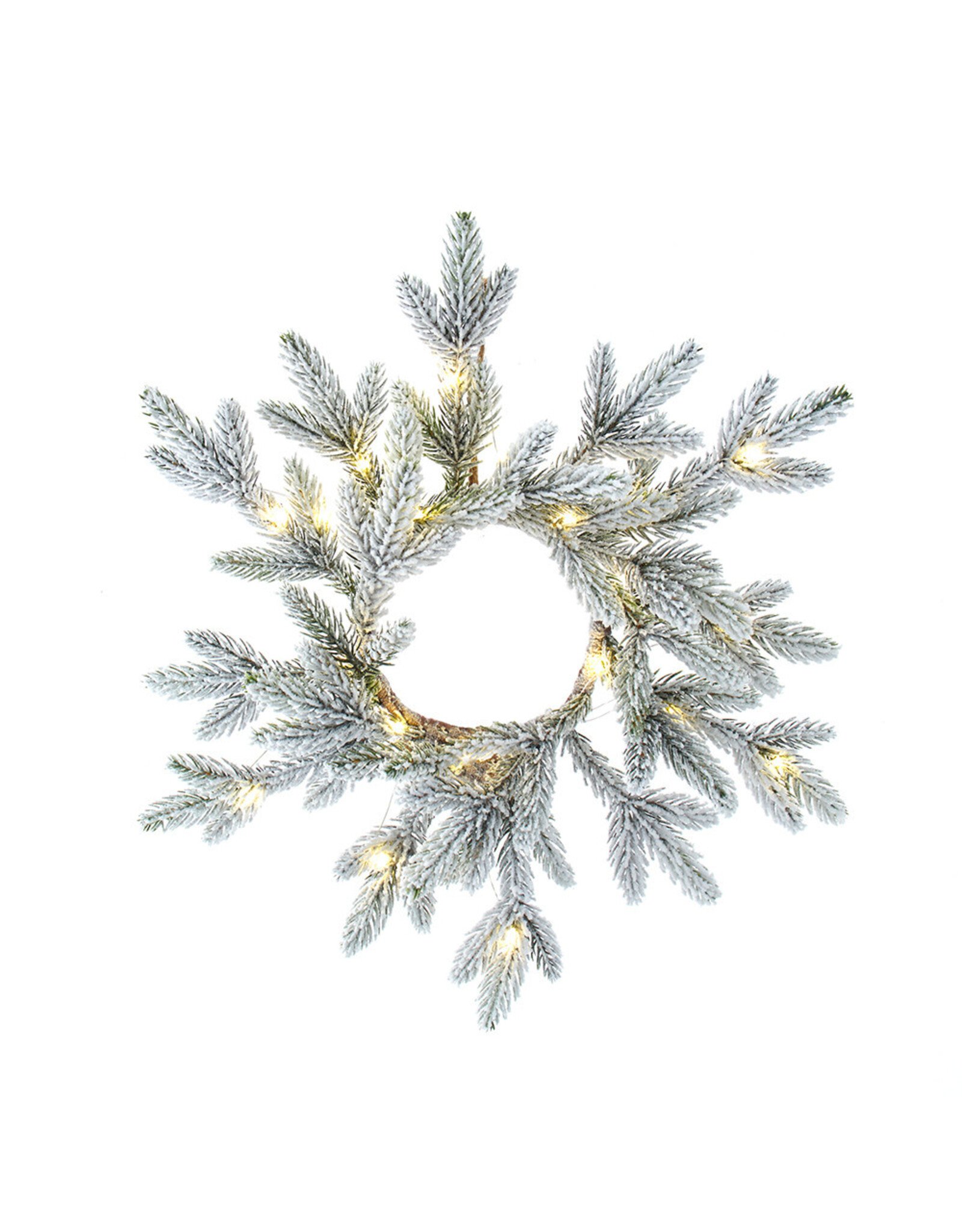 Kurt Adler Wreath Pre-Lit Battery-Operated WW LED Flocked Pine Wreath