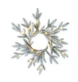 Kurt Adler Wreath Pre-Lit Battery-Operated WW LED Flocked Pine Wreath