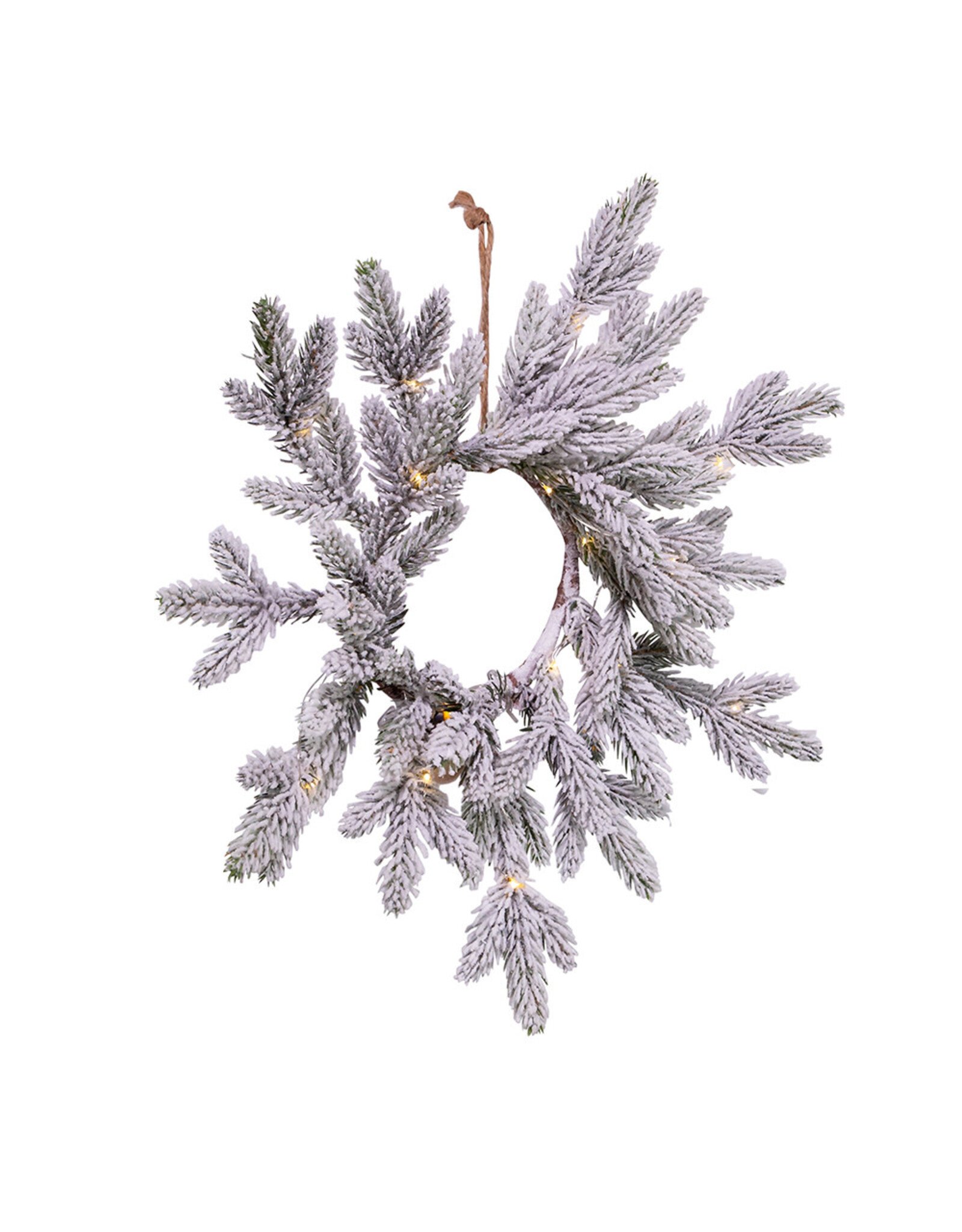 Kurt Adler Wreath Pre-Lit Battery-Operated WW LED Flocked Pine Wreath