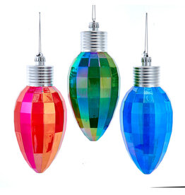 Kurt Adler Shatterproof Iridescent Red Blue Green Bulb Ornaments Set