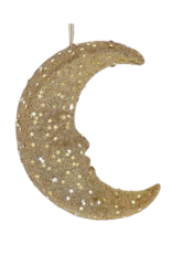 Kurt Adler Gold Crescent Moon Ornament w Star Shaped Sequins