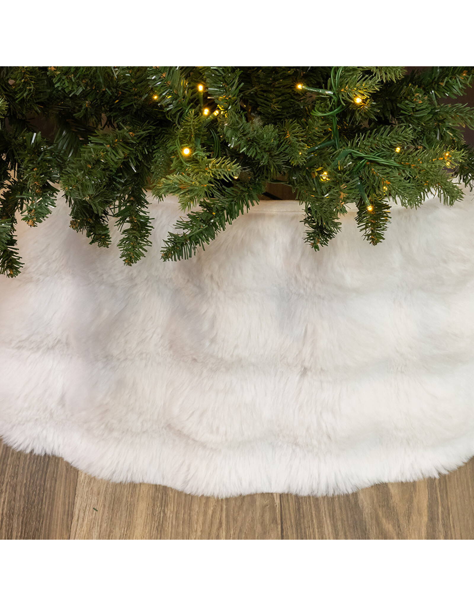 Kurt Adler Christmas Tree Collar 24 Inch White Fur Tree Collar