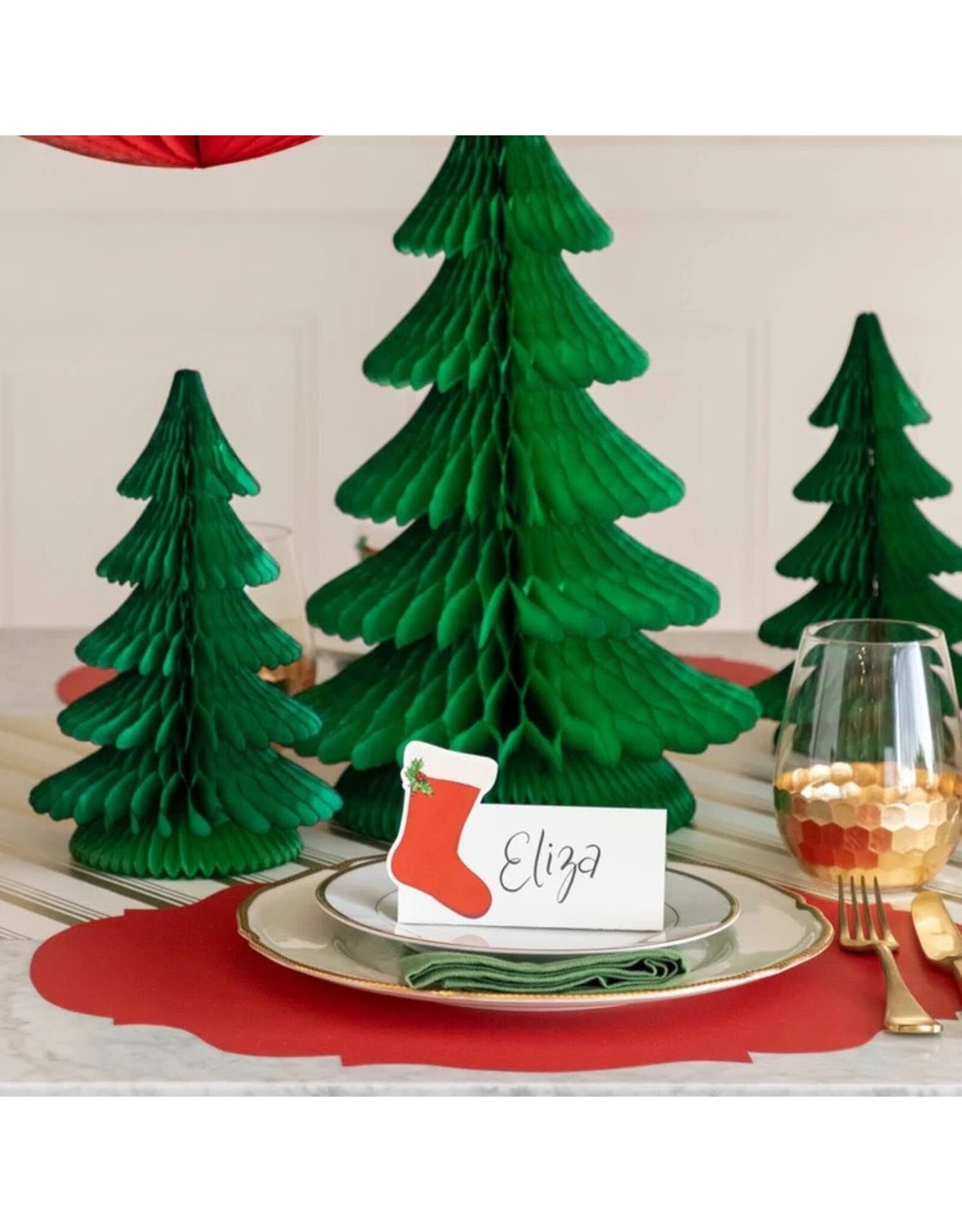 Hester & Cook Honeycomb Paper Decor Set Honeycomb Christmas Trees LG MD