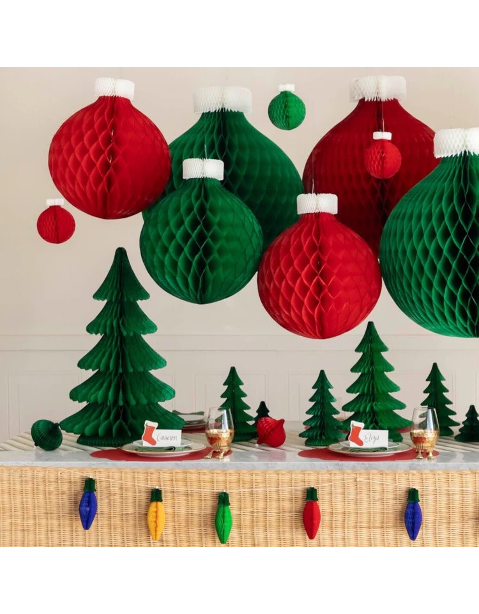 Hester & Cook Honeycomb Paper Decor Set Honeycomb Christmas Trees LG MD
