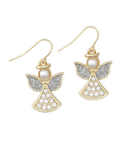 Periwinkle by Barlow Christmas Earrings | Angels w Pearl