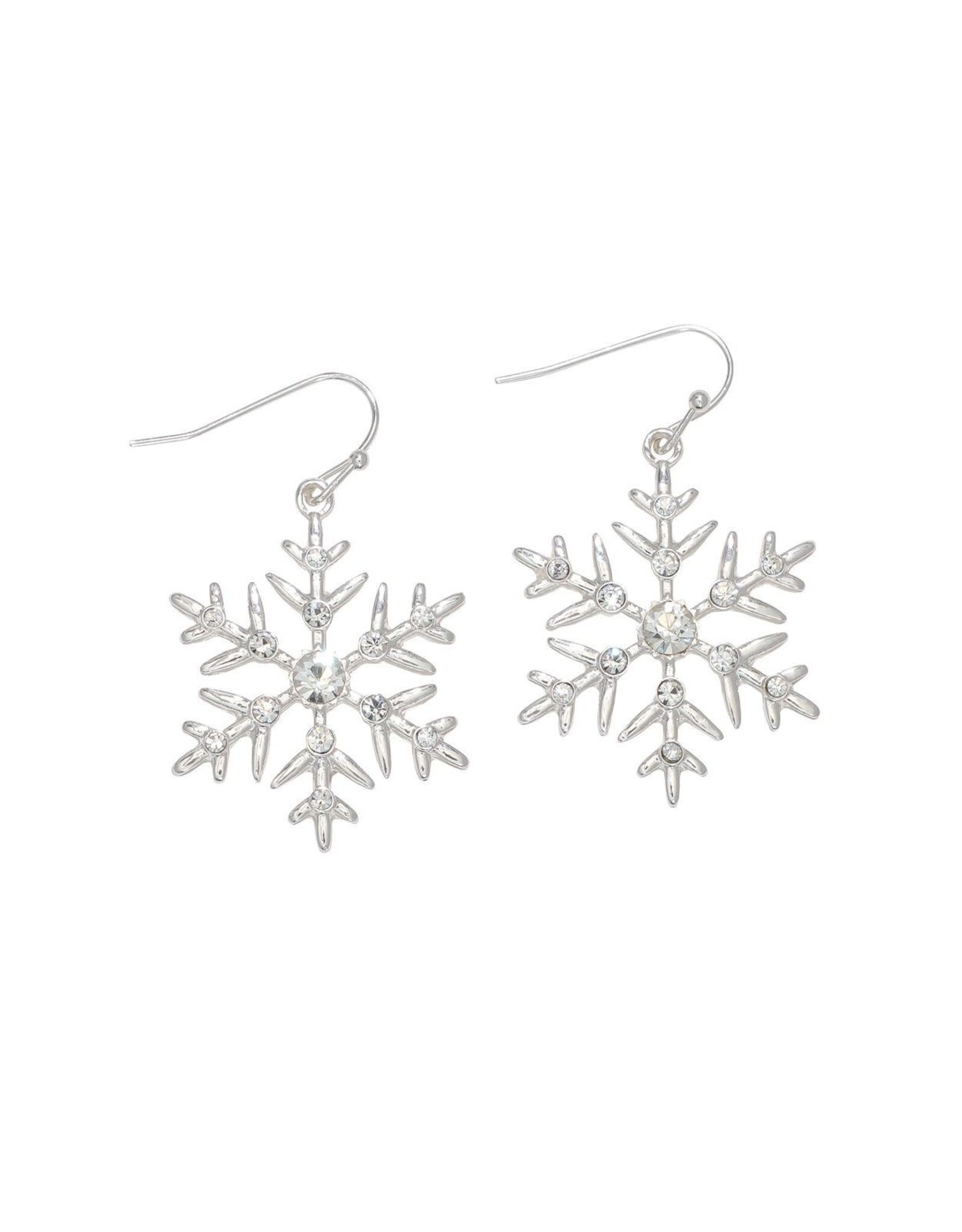 Periwinkle by Barlow Christmas Earrings | Crystal Silver Snowflakes