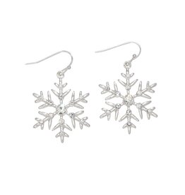 Periwinkle by Barlow Christmas Earrings | Crystal Silver Snowflakes