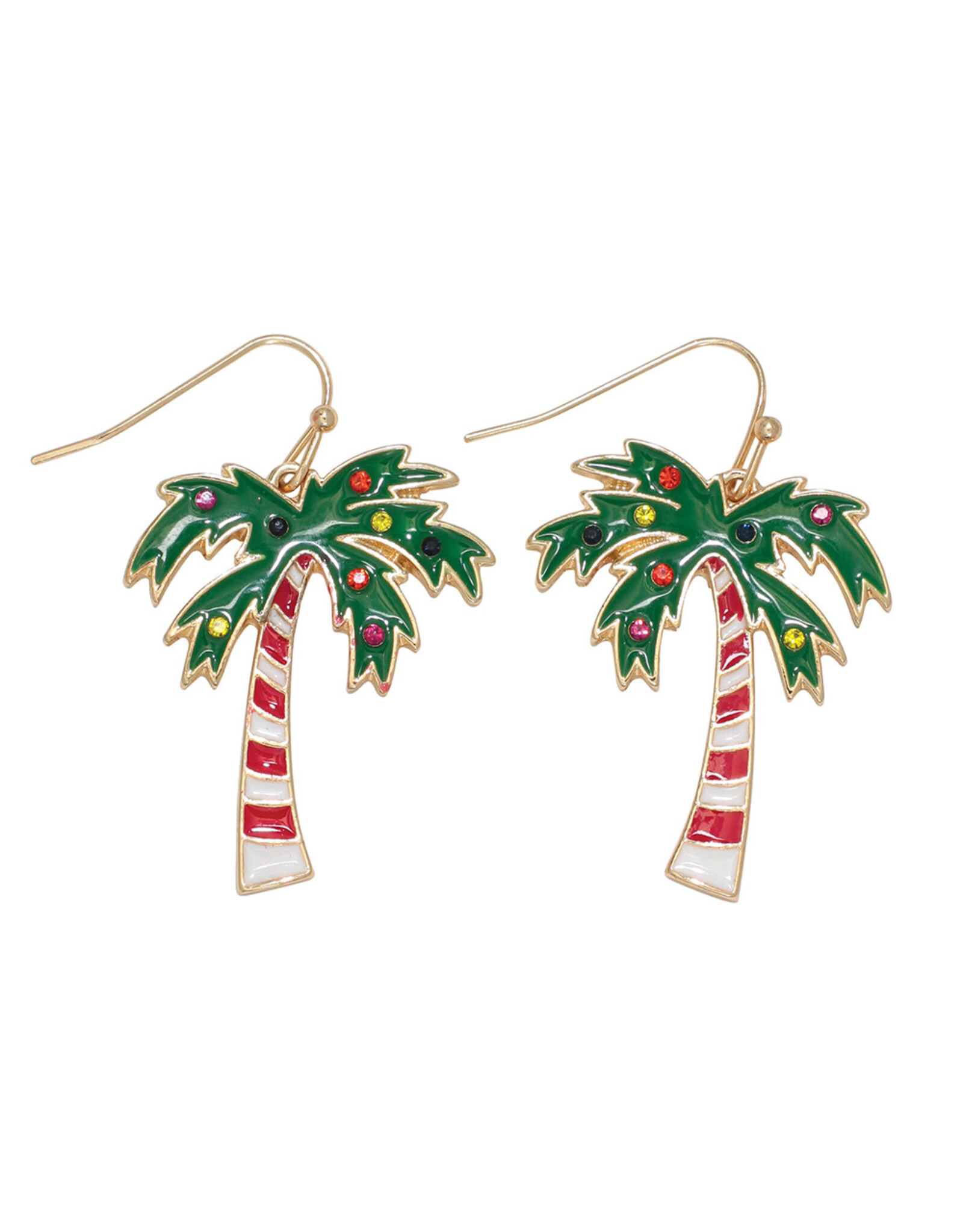 Periwinkle by Barlow Christmas Earrings | Palm Trees w Crystals