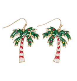 Periwinkle by Barlow Christmas Earrings | Palm Trees w Crystals