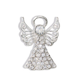 Periwinkle by Barlow Christmas Brooch Lapel Pin | Silver Angel