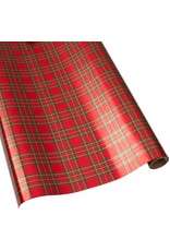 Caspari Christmas Gift Wrapping Paper 6ft Roll Royal Plaid Foil