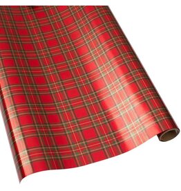 Caspari Christmas Gift Wrapping Paper 6ft Roll Royal Plaid Foil