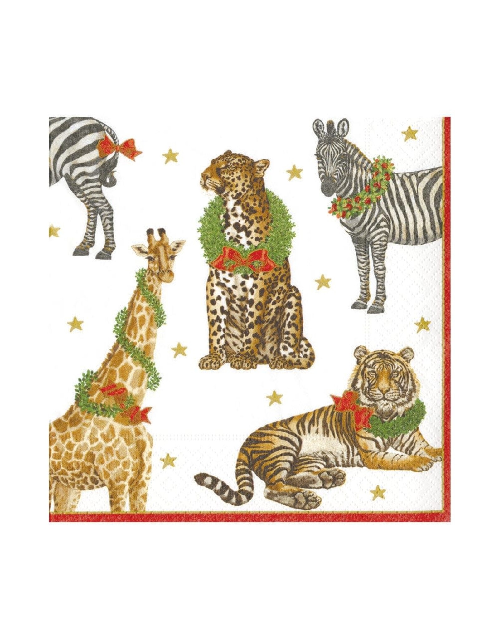 Caspari Christmas Paper Luncheon Napkins 20pk Wild Christmas