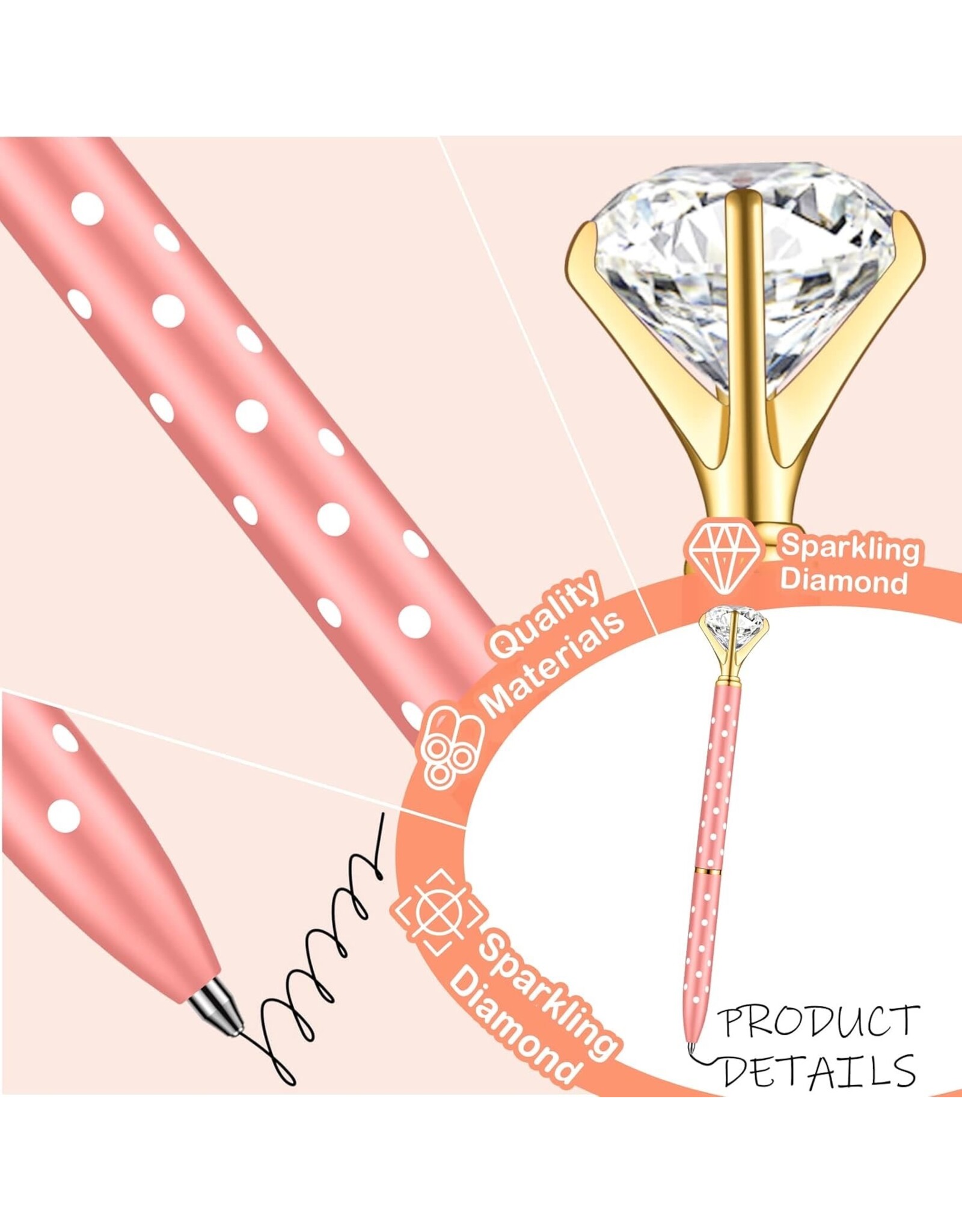 DIGS-N-GIFTS Diamond Pens Gem Top Ballpoint Pen | Random Color 1ct