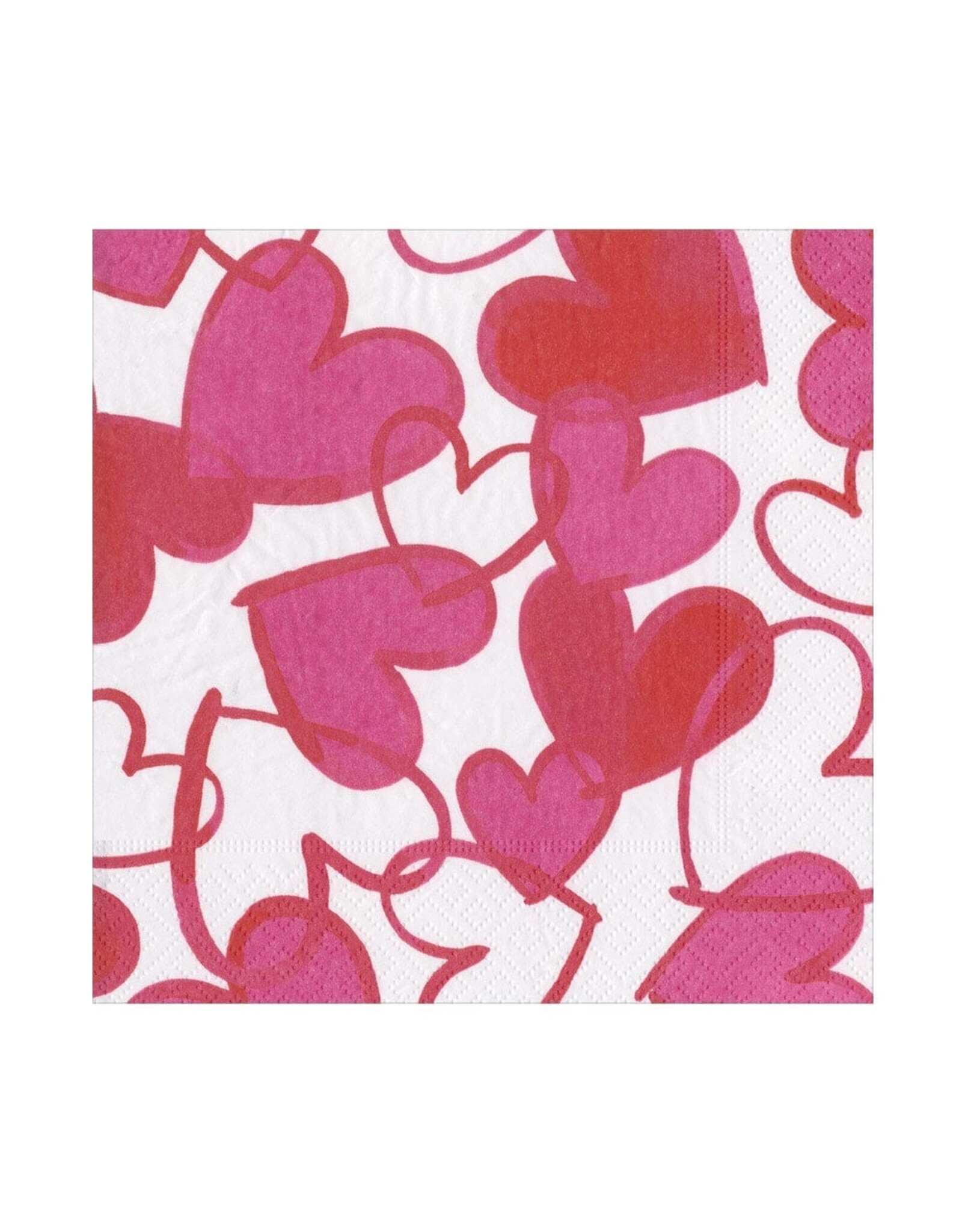 Caspari Valentines Paper Lunch Napkins 20pk Painted Hearts