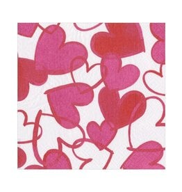 Caspari Valentines Paper Lunch Napkins 20pk Painted Hearts