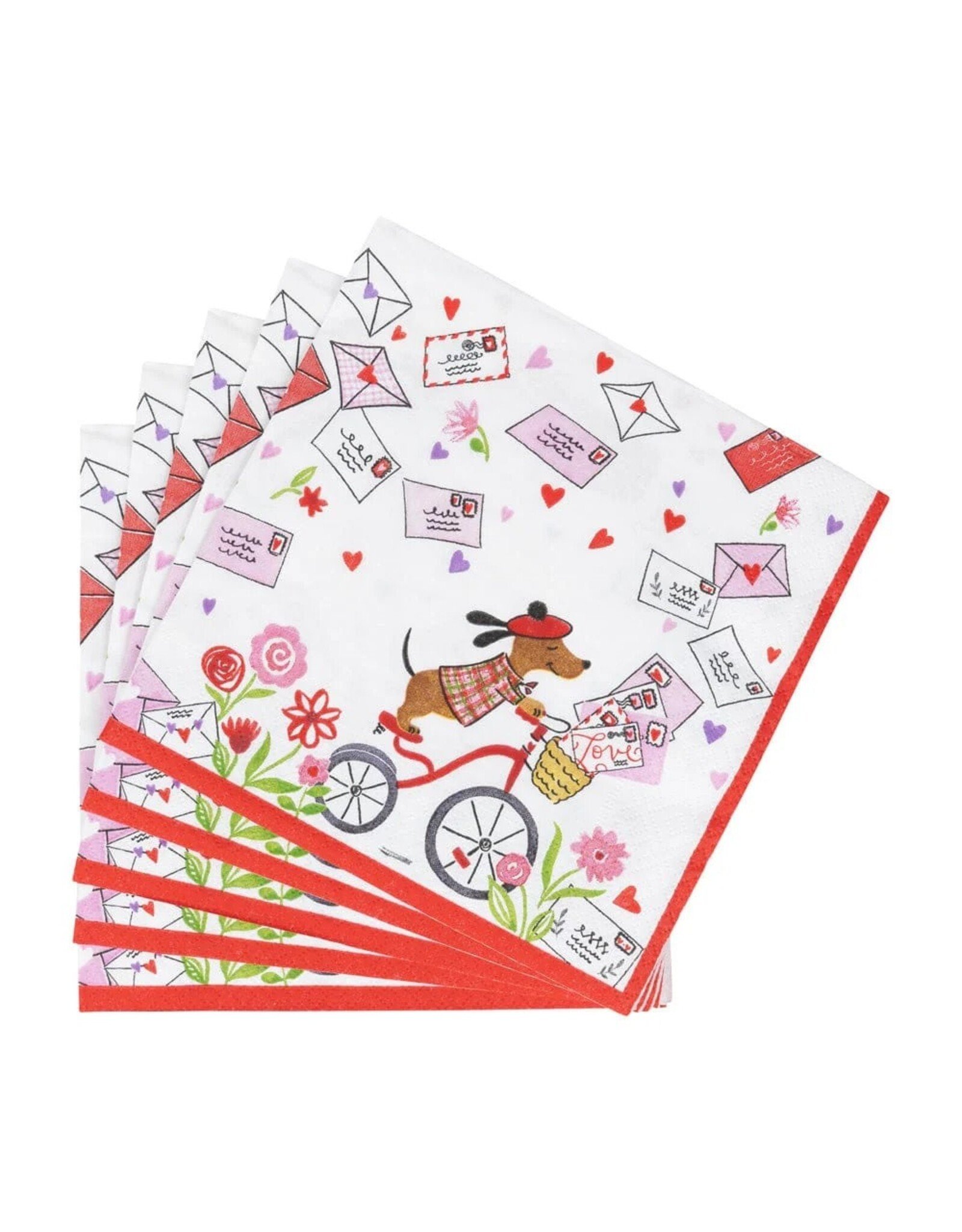 Caspari Valentines Paper Lunch Napkins 20pk Love Notes