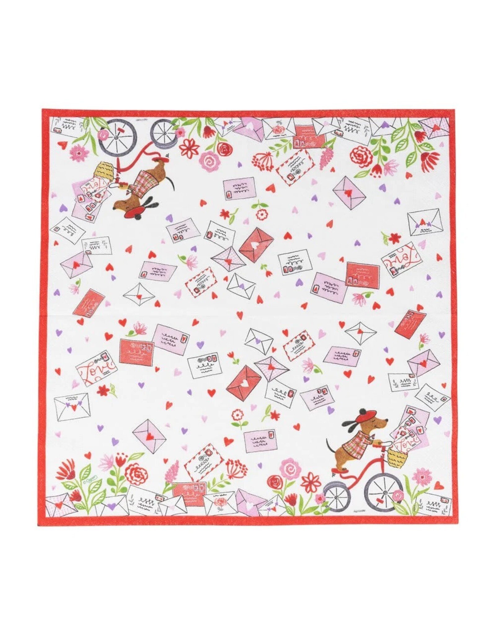 Caspari Valentines Paper Lunch Napkins 20pk Love Notes