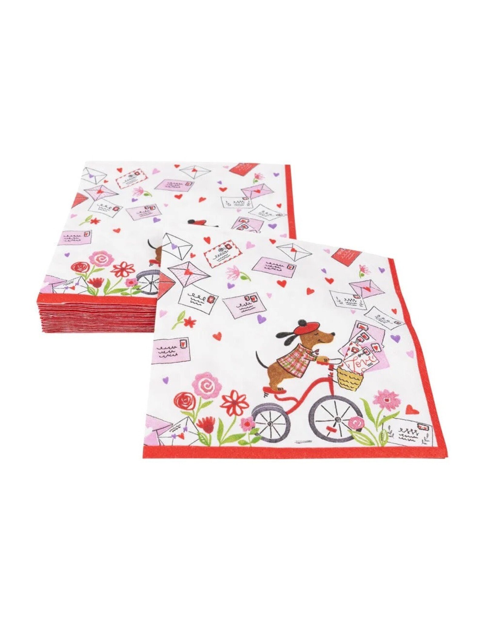 Caspari Valentines Paper Lunch Napkins 20pk Love Notes