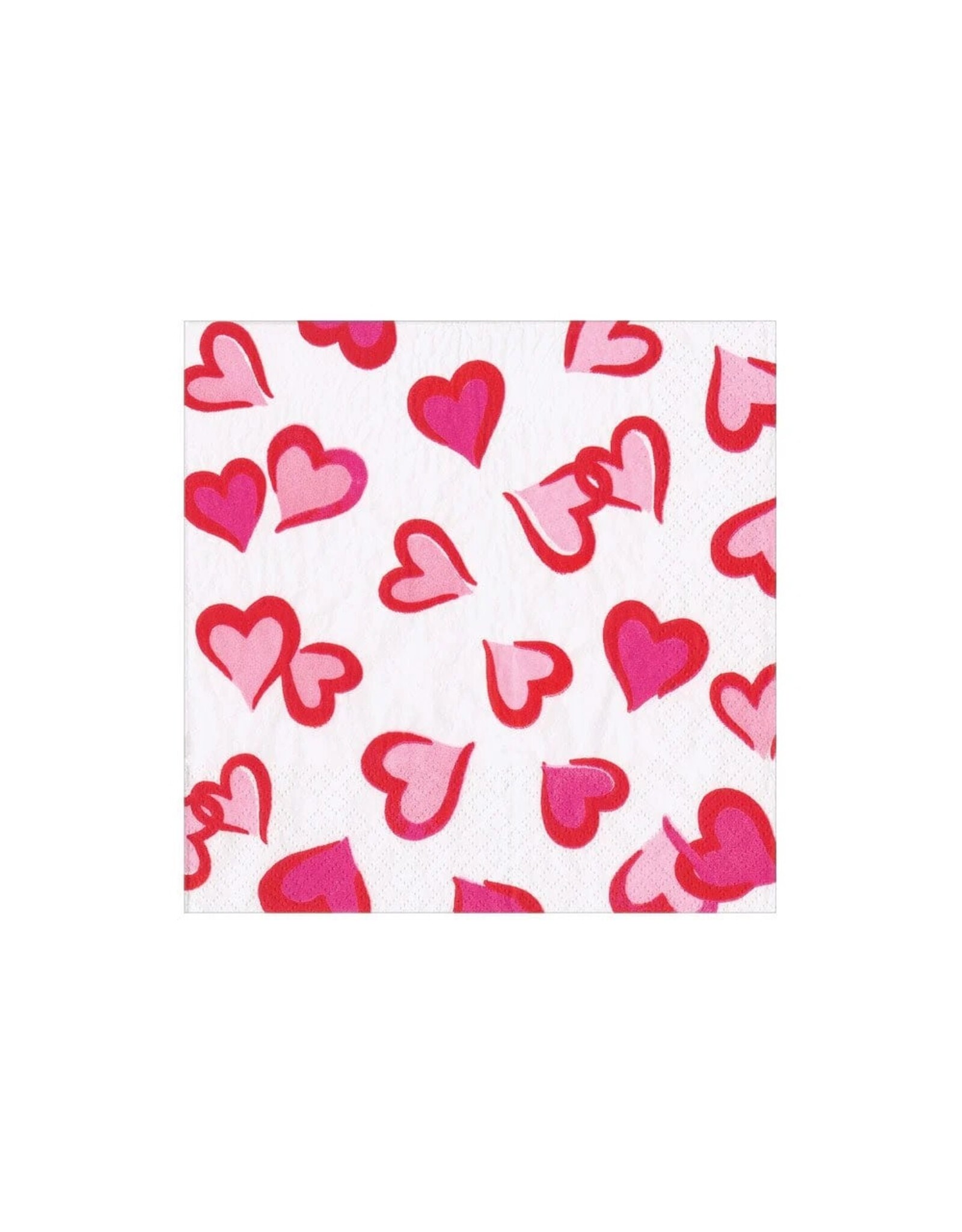 Caspari Valentines Paper Cocktail Napkins 20pk Heartfelt