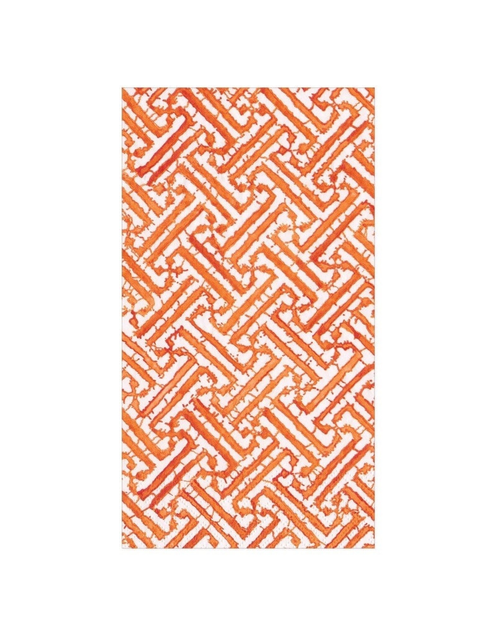 Caspari Paper Guest Towel Napkins 15pk Fretwork Orange