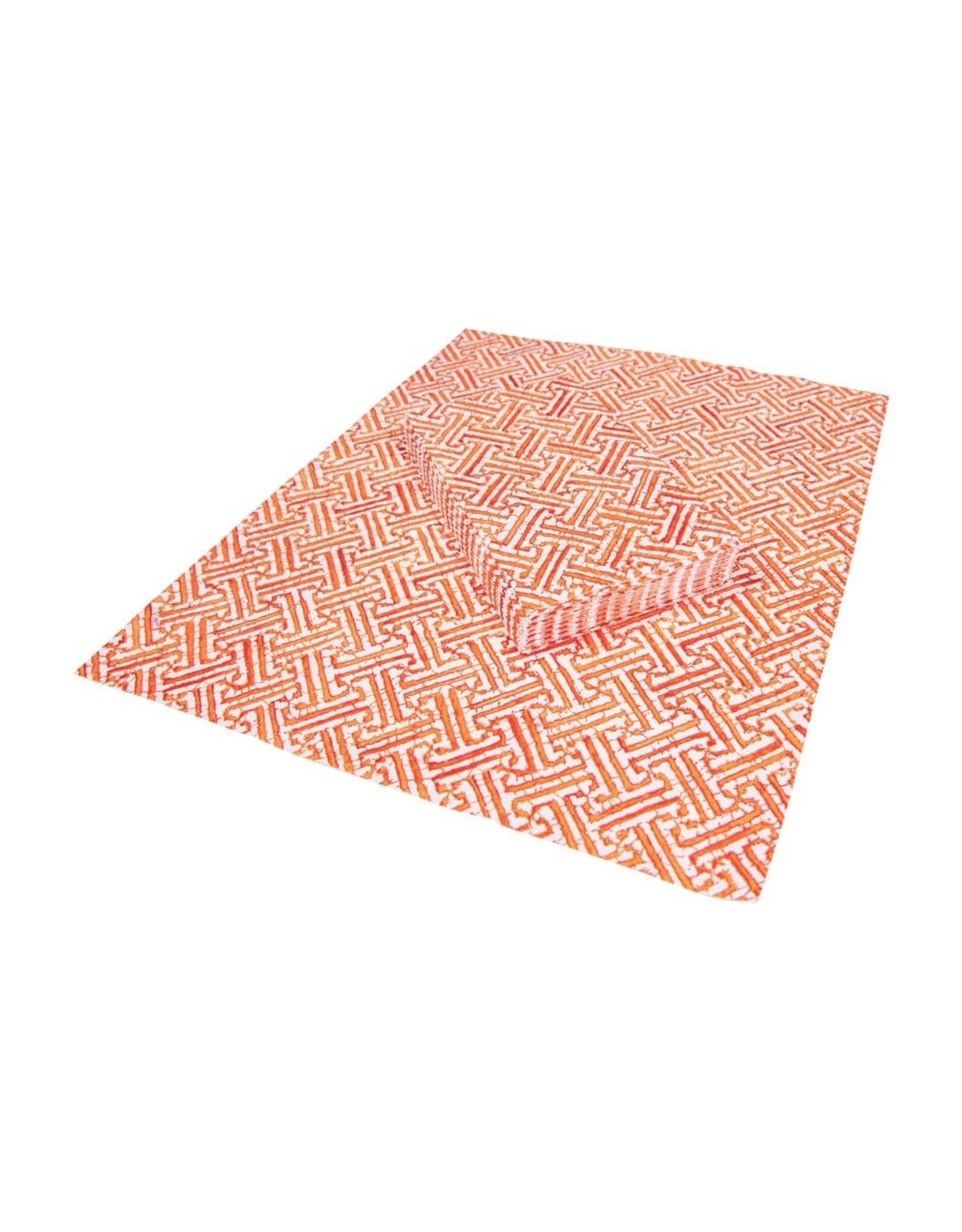 Caspari Paper Guest Towel Napkins 15pk Fretwork Orange