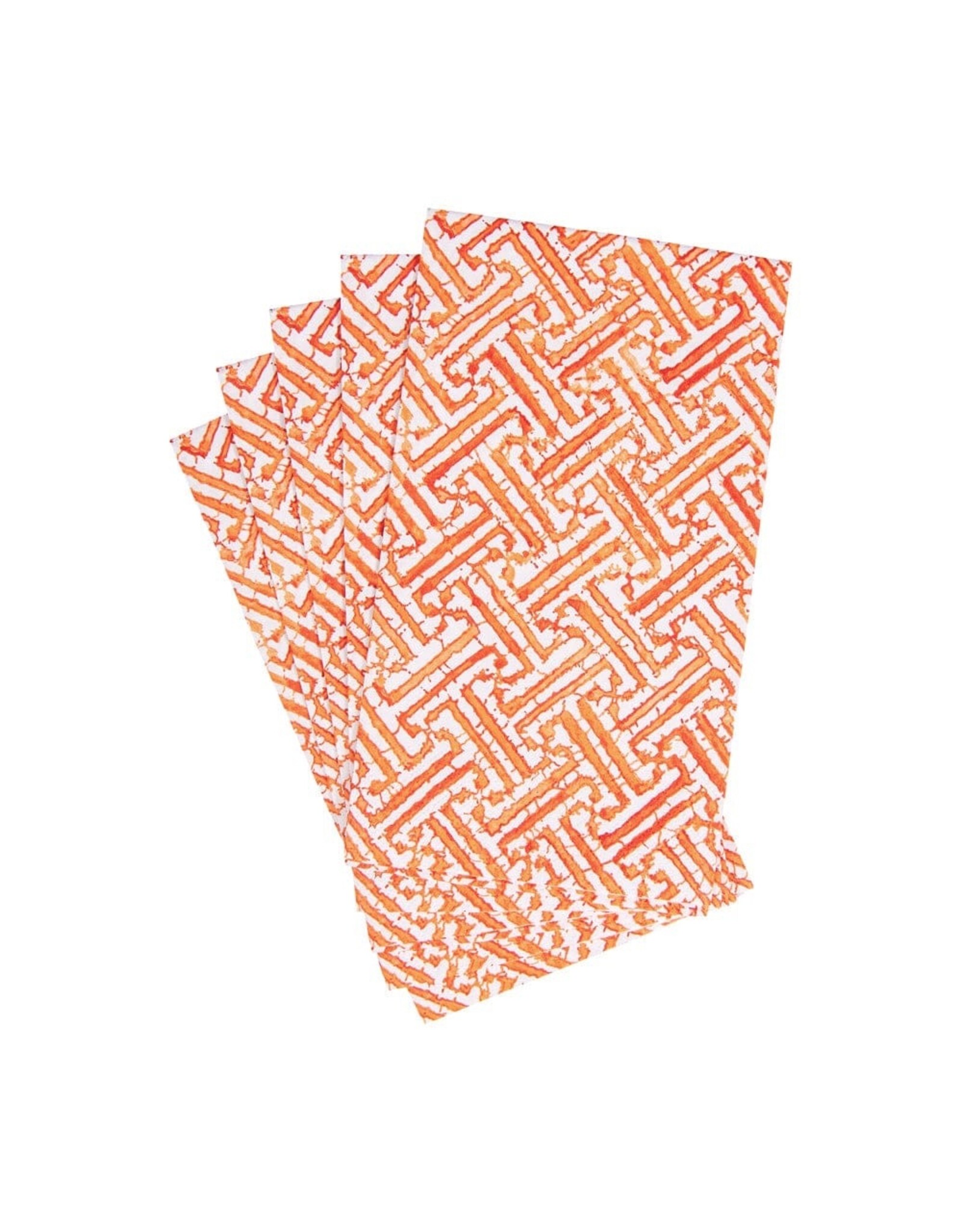 Caspari Paper Guest Towel Napkins 15pk Fretwork Orange