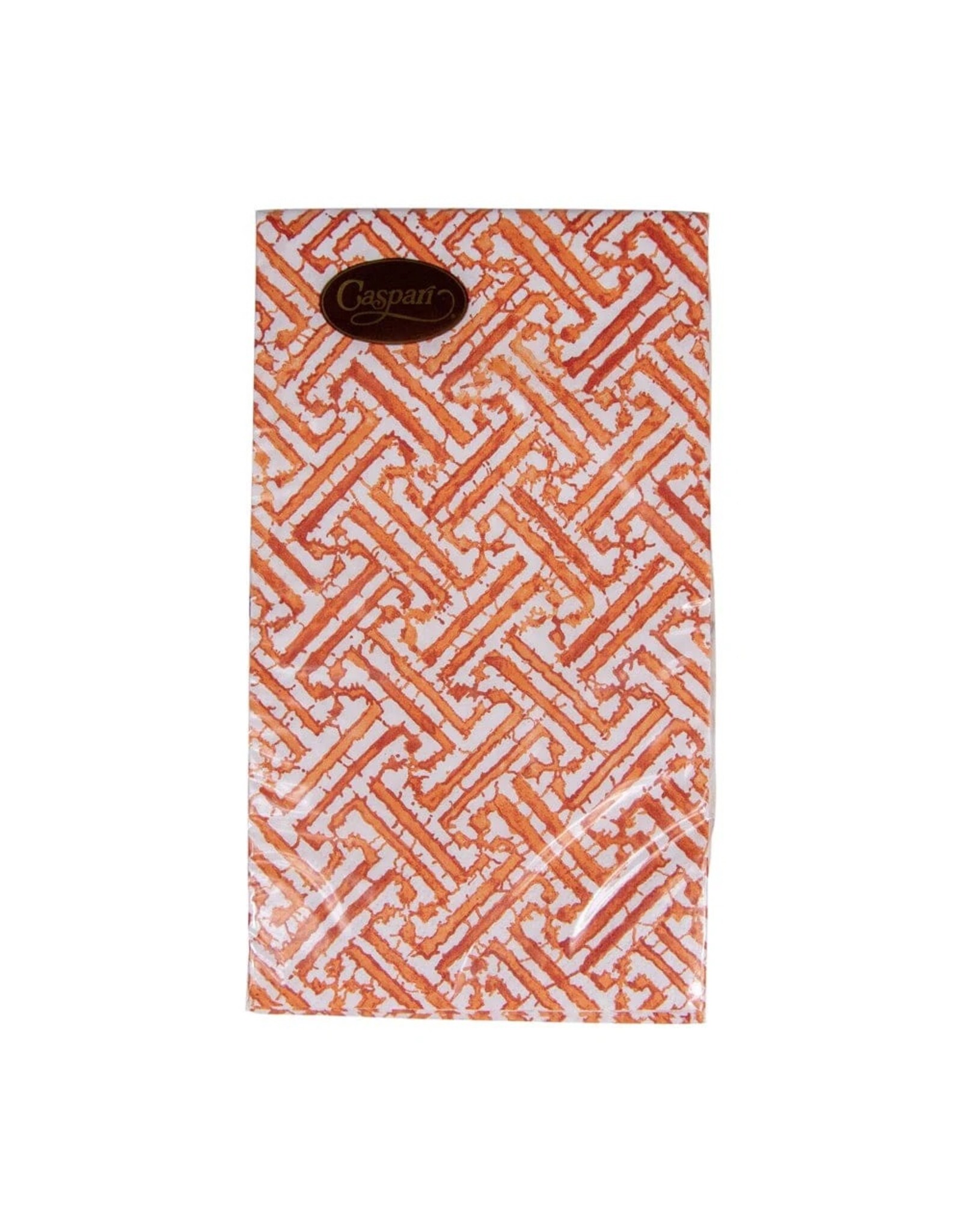 Caspari Paper Guest Towel Napkins 15pk Fretwork Orange