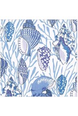Caspari Gift Boxed Paper Cocktail Napkins 40ct Shell Toile Blue