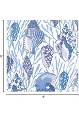 Caspari Gift Boxed Paper Cocktail Napkins 40ct Shell Toile Blue