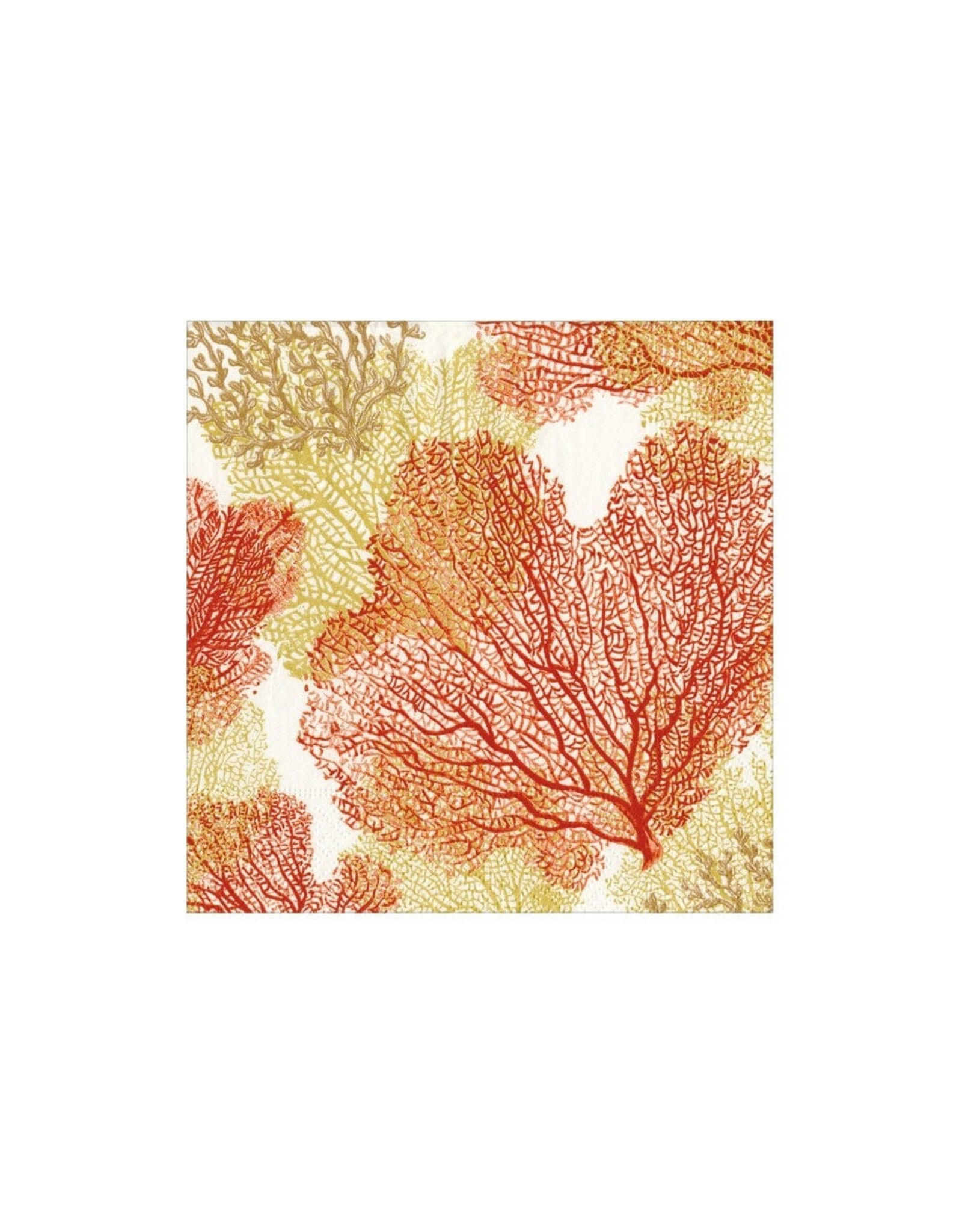 Caspari Paper Cocktail Napkins 20pk Sea Fans - Coral