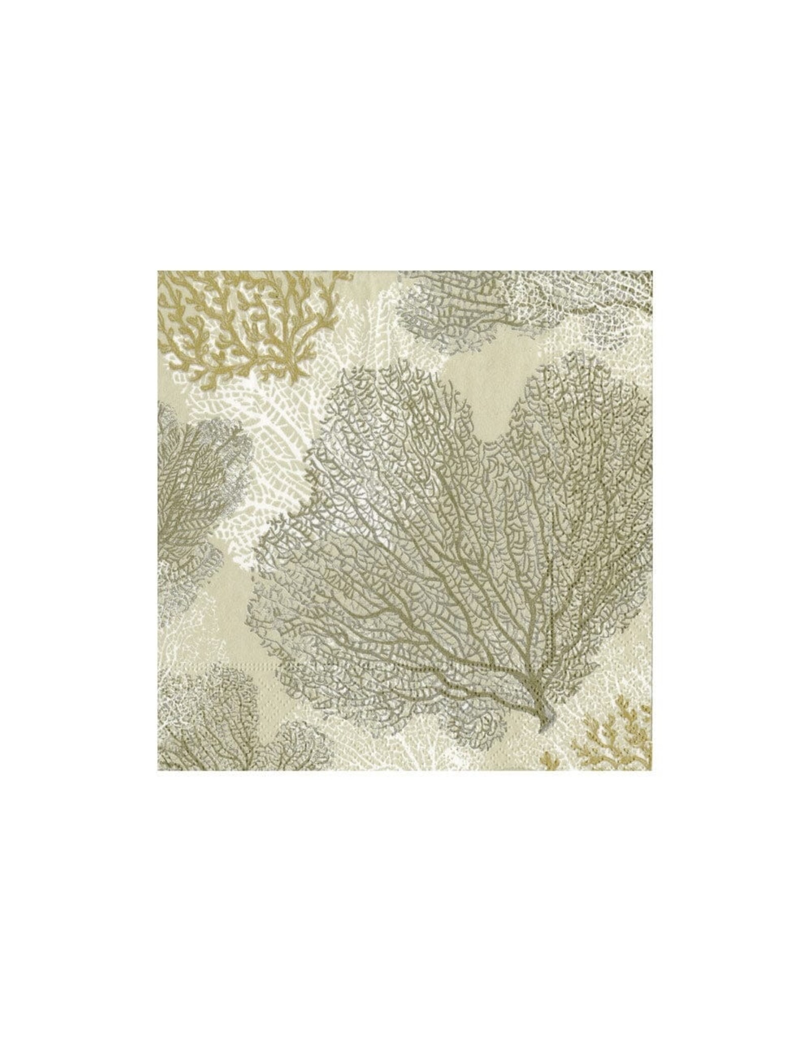 Caspari Paper Cocktail Napkins 20pk Sea Fans - Taupe