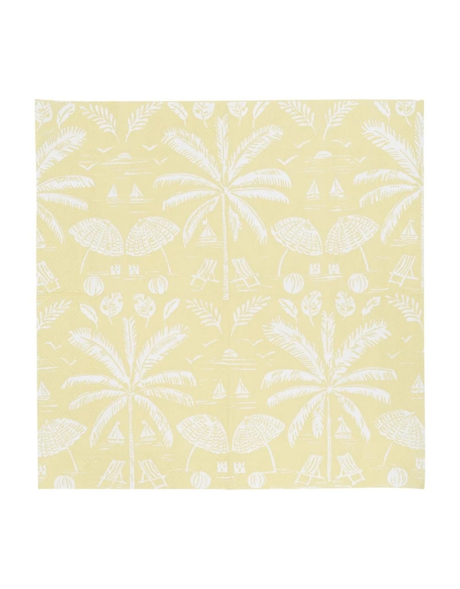 Caspari Paper Cocktail Napkins 20pk Palms And Parasols Key Lime