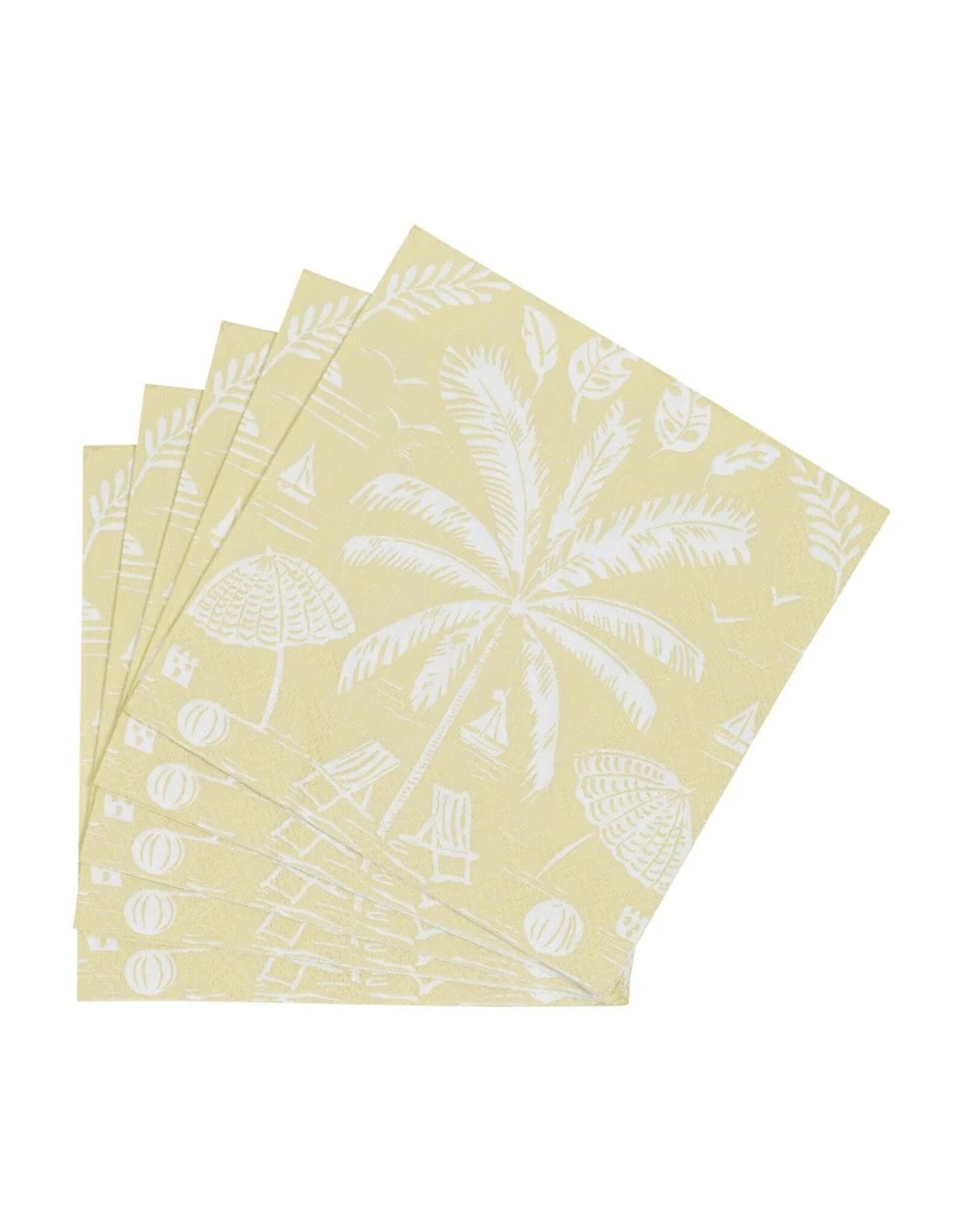Caspari Paper Cocktail Napkins 20pk Palms And Parasols Key Lime