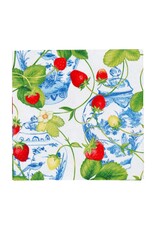Caspari Paper Cocktail Napkins 20pk Strawberries And Cream