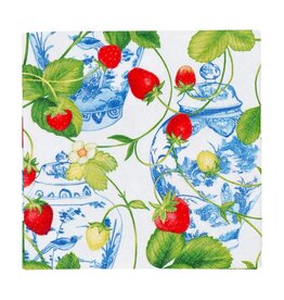 Caspari Paper Cocktail Napkins 20pk Strawberries And Cream