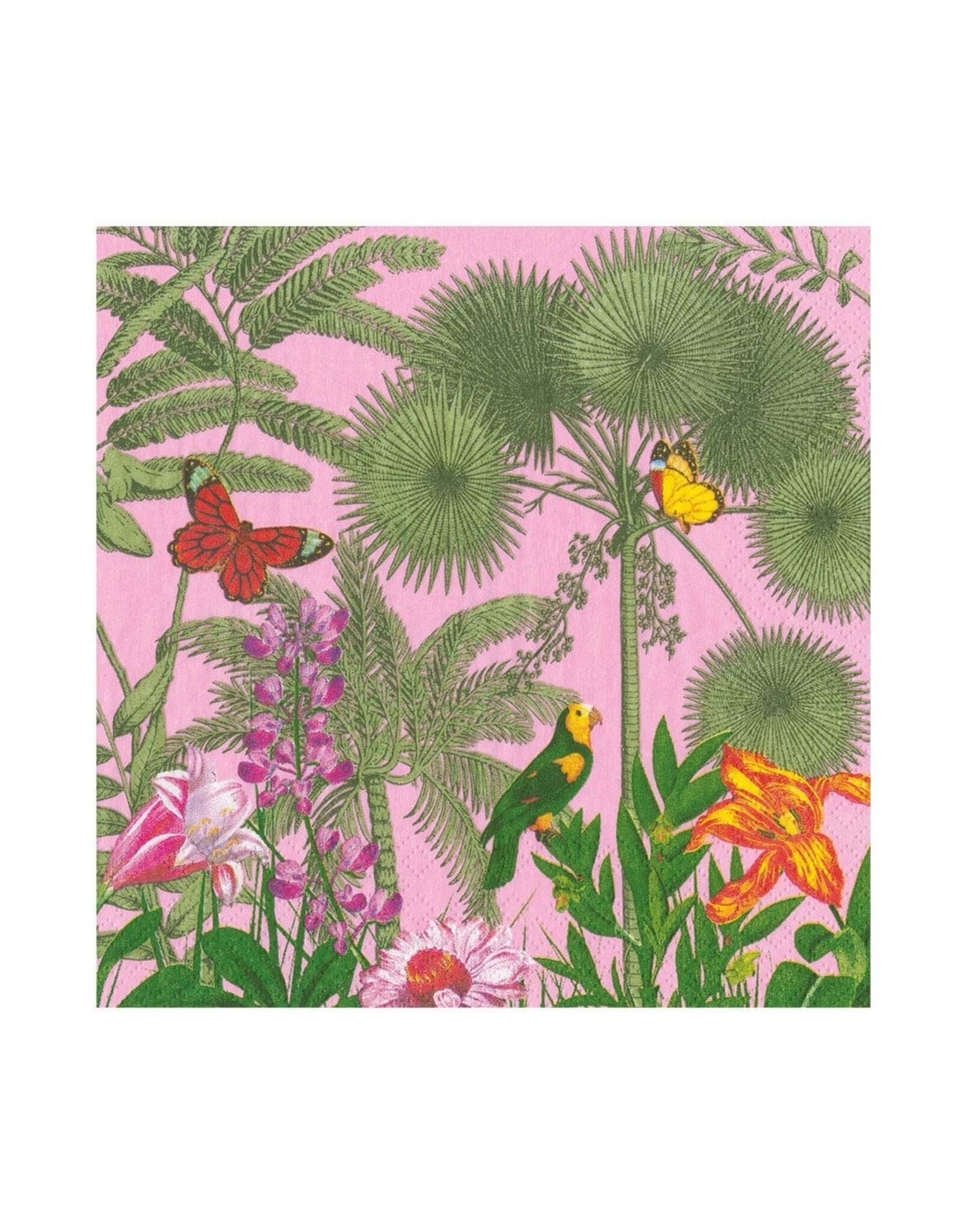 Caspari Paper Cocktail Napkins 20pk Paradise Garden Pink