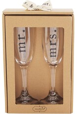 Mud Pie Mr And Mrs Champagne Glasses Set of 2 Champagne Flutes