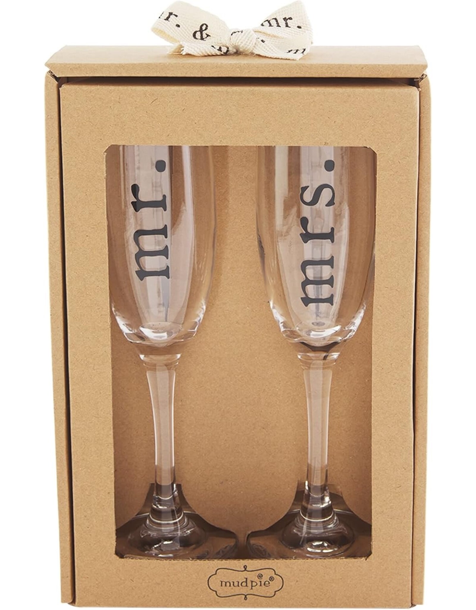Mud Pie Mr And Mrs Champagne Glasses Set of 2 Champagne Flutes