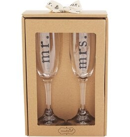 Mud Pie Mr And Mrs Champagne Glasses Set of 2 Champagne Flutes