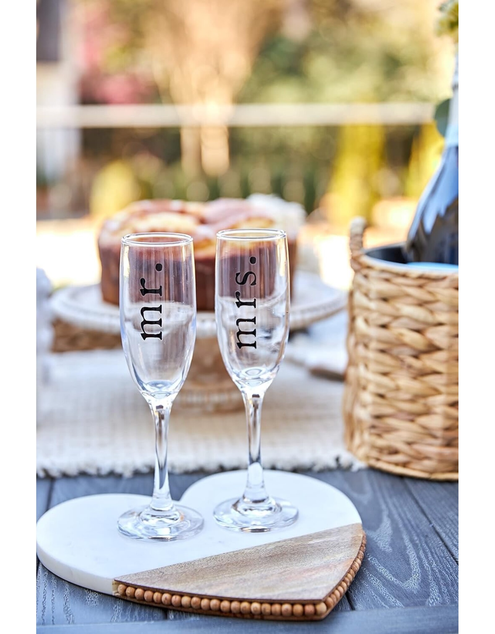 Mud Pie Mr And Mrs Champagne Glasses Set of 2 Champagne Flutes