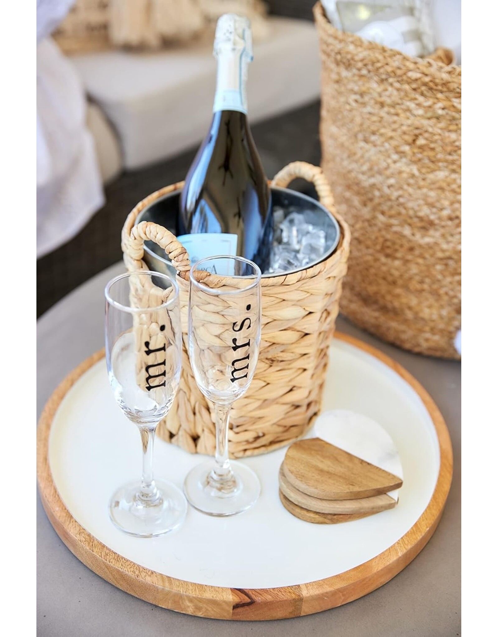 Mud Pie Mr And Mrs Champagne Glasses Set of 2 Champagne Flutes