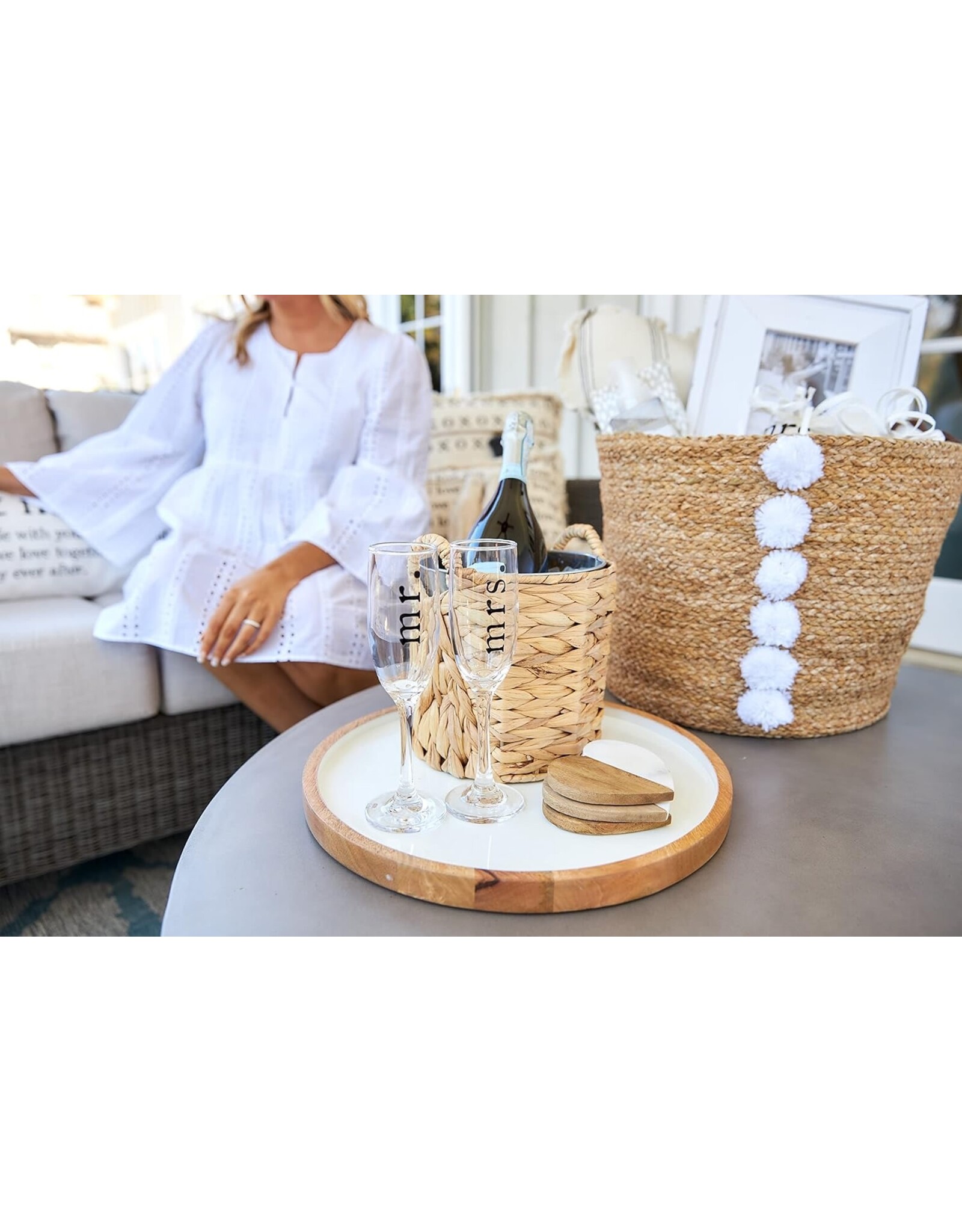 Mud Pie Mr And Mrs Champagne Glasses Set of 2 Champagne Flutes