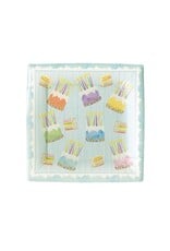 Caspari Square Paper Salad-Dessert Plates 8pk Birthday Cake Frosting